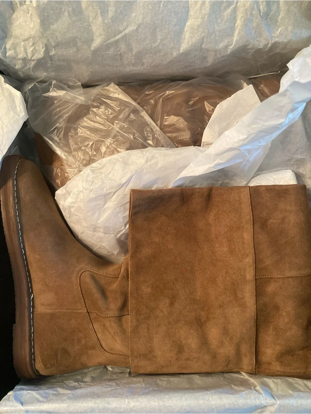 NEW FARM Rio Brown Over The Knee Flat Boot Brown Suede Leather Size 9 or EU 39